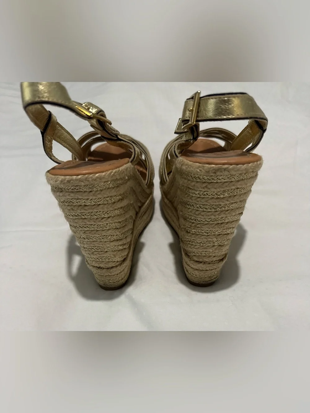 kate spade Metallic Gold Wedge Espadrille Sandals